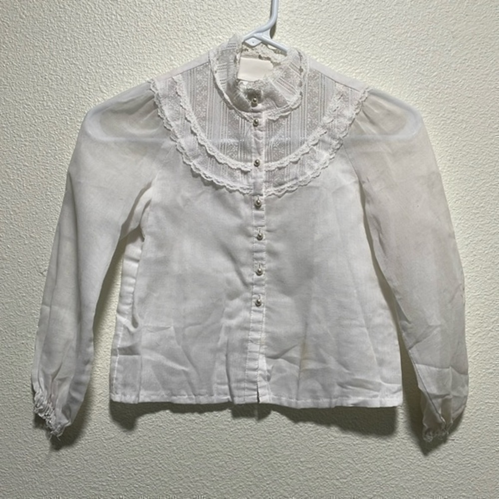 Vintage Gunne Sax lace blouse 6X white